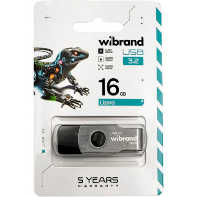 USB флеш накопитель Wibrand 16GB Lizard Black USB 3.2 (WI3.2/LI16P9B) Винница - изображение 2
