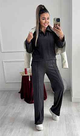 Жіночий базовий в'язаний костюм-двійка з ангори Графіт, 40/42 Одеса