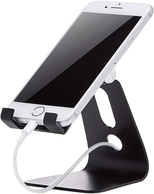 Підставка для телефона Amazon Basics Adjustable Mobile Phone Stand чорна регульована складна алюмінієва з гумовими накладками Київ - фото 1