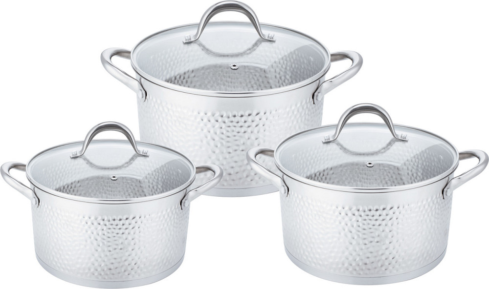 BN-682 Набор кастрюль-Нерж. сталь, 1,9 л, 2,6 л, 3,6 л. 6 предм (4) Одесса - изображение 1