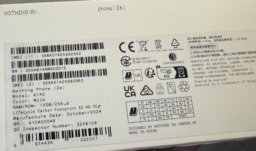 Телефон Nothing Phone 2A 12/256Gb. Milk/ White A142. Харків - фото 1