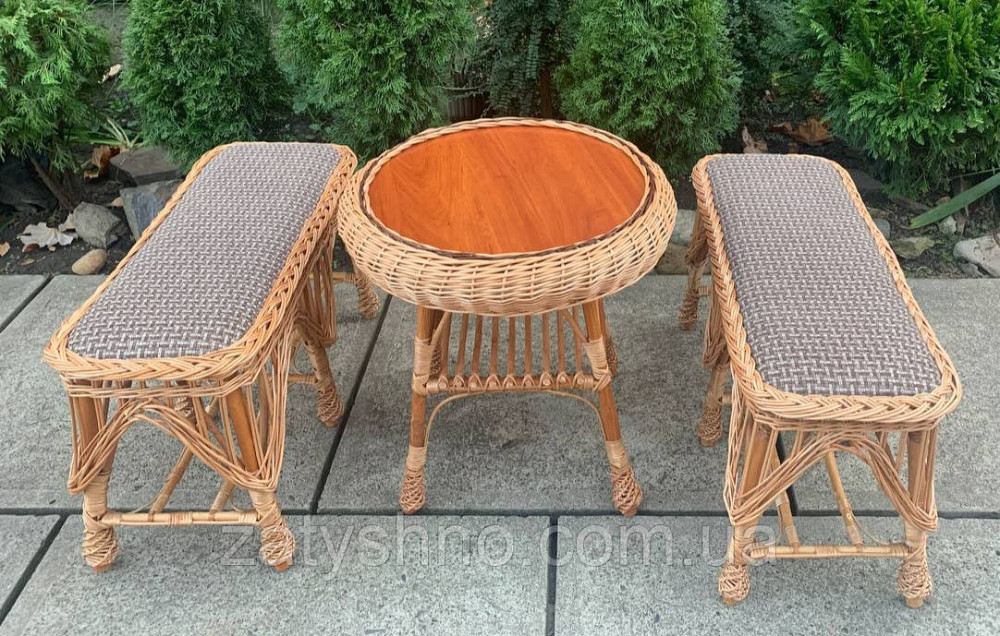Набір меблів з лози, стіл і лавки Київ - фото 1