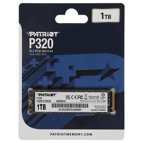 Накопитель SSD M.2 Patriot P320 1TB NVMe 2280 Gen3.0 x4 3D TLC Одесса