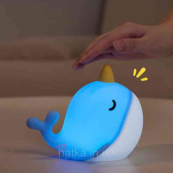 Нічник дитячий силіконовий сенсорний Кит VALESO A044 для спальні акумуляторний блакитний Київ