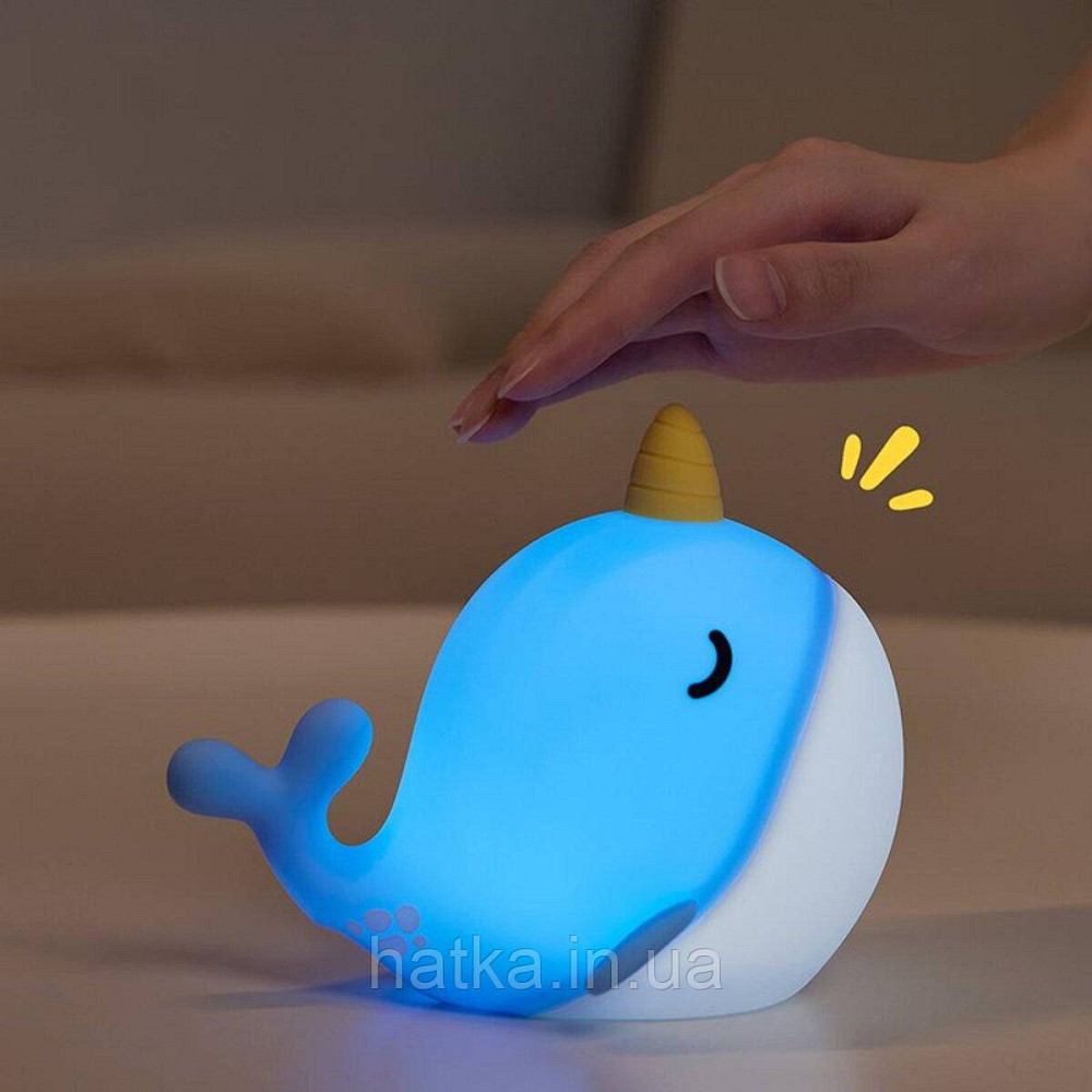 Нічник дитячий силіконовий сенсорний Кит VALESO A044 для спальні акумуляторний блакитний Київ - фото 1