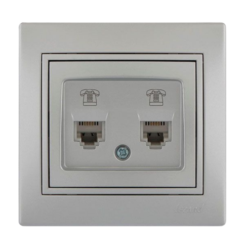 MIRA крем Розетка внутрішня євро 2-а телефонна зі вставкою Лезард Житомир - изображение 1