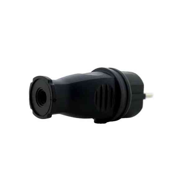 Вилка с заземлением прямая каучук, черный Днепр