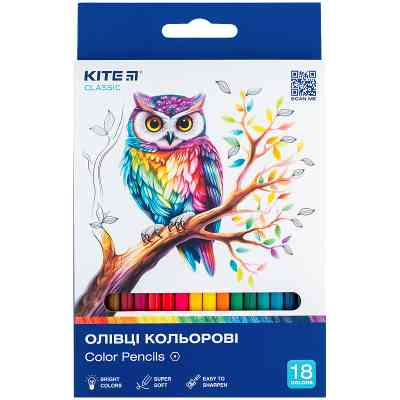 Карандаши цветные Kite Classic 18 кольорів (K-052) Винница
