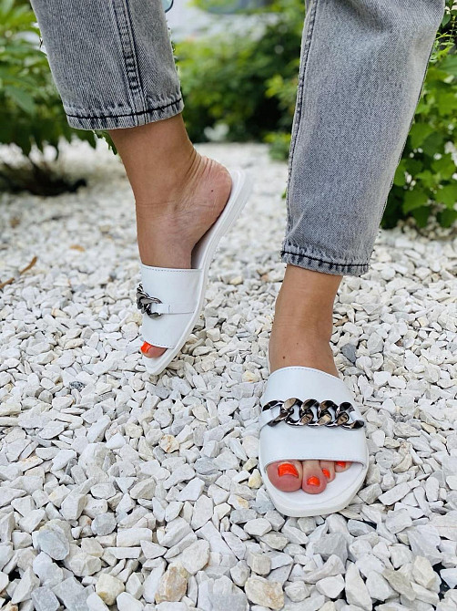 LaDi Шльопанці жіночі LaDi Цепи білі (літо, шкіра натуральна) (4592) Коломыя - изображение 8