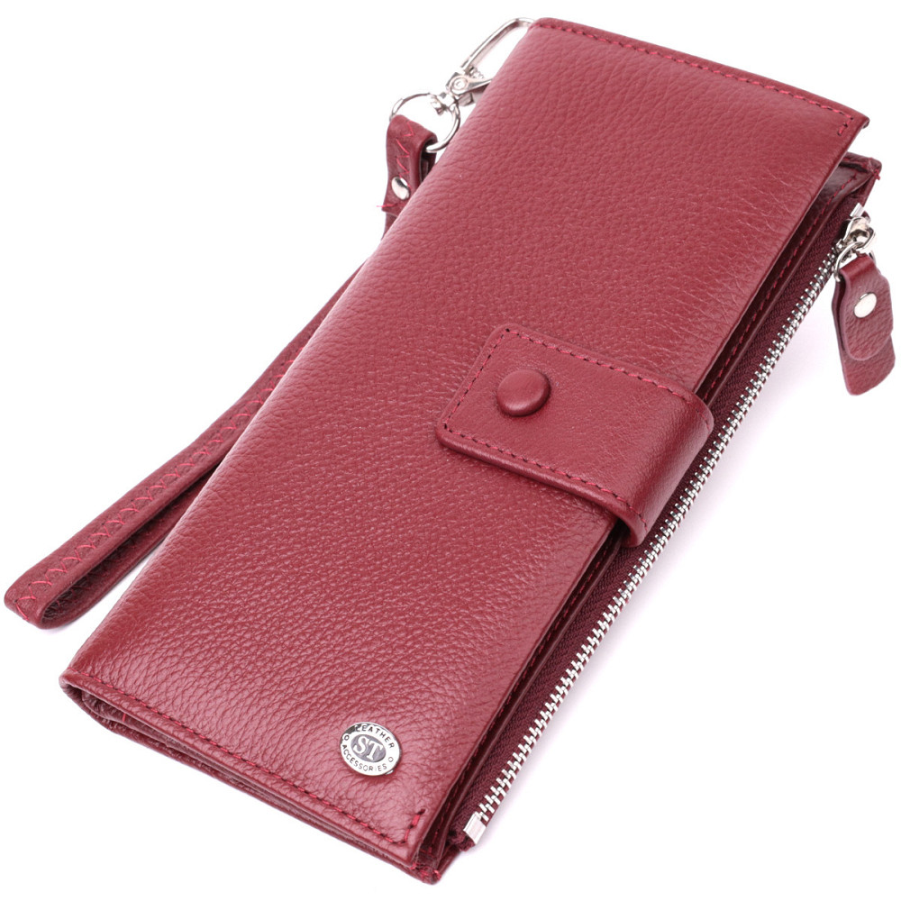 Вертикальный женский кошелек-клатч из натуральной кожи Бордовый (ST Leather) Киев - изображение 5
