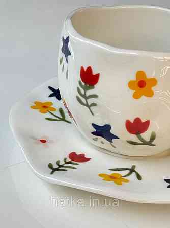 Чашка з блюдцем кераміка Olens "Квіткова" 300 мл 8030-394 Київ