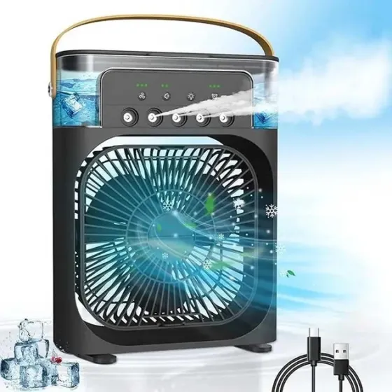 Настільний вентилятор зі зволожувачем повітря 4 в 1 Air Cooler Supretto працює тільки від USB Чорний Київ