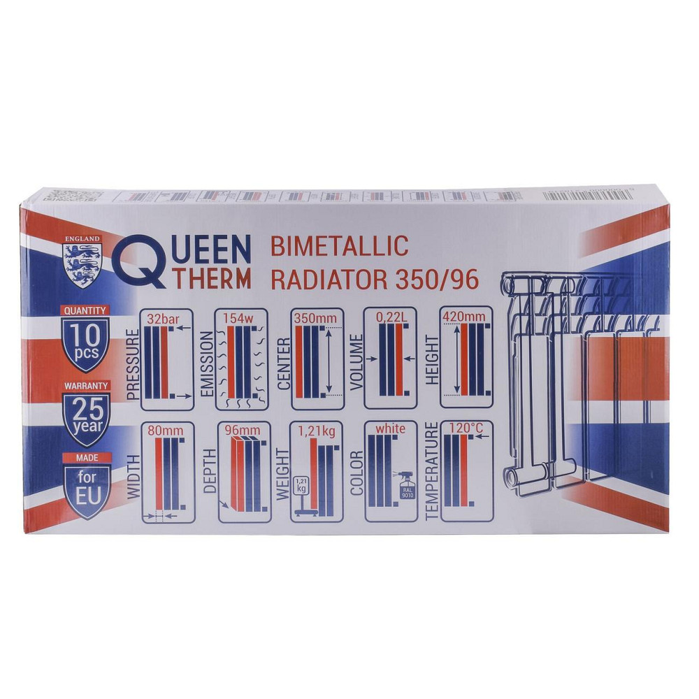 Радіатор біметалевий секційний QUEEN THERM 350/96 (кратно 10) (000021821) Київ - фото 5