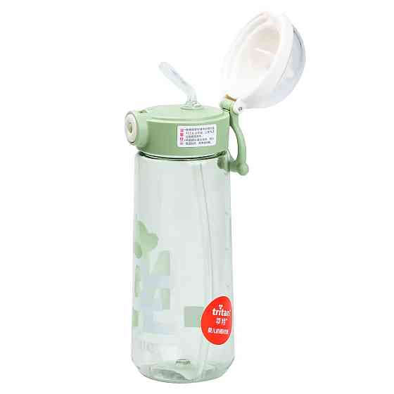 Happy Life Пляшка для води 620 мл з трубочкою багаторазова Зелена HP17300GR Київ