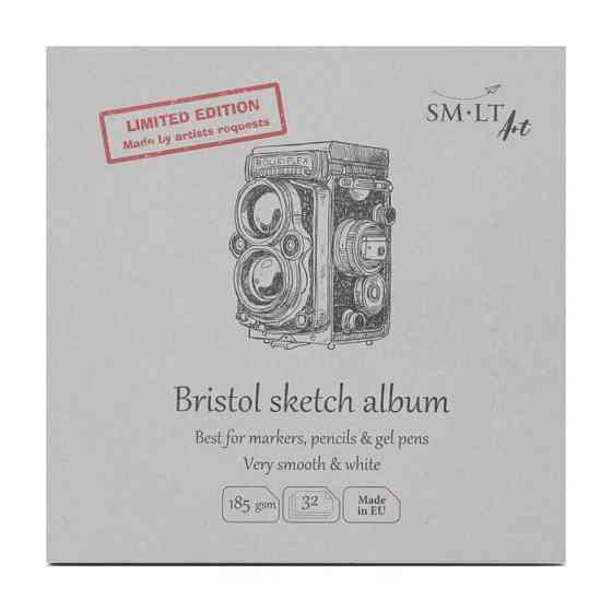 Альбом для эскизов AUTHENTIC (Bristol) Layflat 14.8х14,8см 185г/м2 32л белая и гладкая бумага SM-LT Art Киев