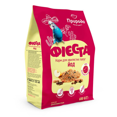 Корм для птиц Природа Фиеста «Йод» для волнистых попугаев 600 г (4823082413881) Винница - изображение 1
