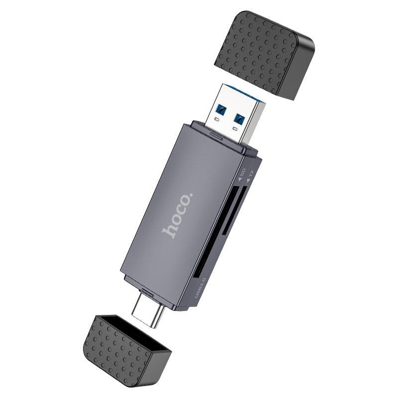 Кардрідер HOCO HB45 Spirit 2-in-1 USB/Type-C 3.0 card reader Metal gray Одесса - изображение 1