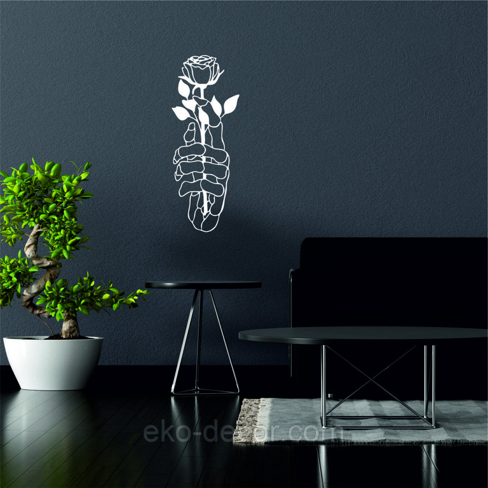 Декоративне настінне Панно «Рука з трояндою» Декор на стіну 70*26 см, Білий Київ - фото 2