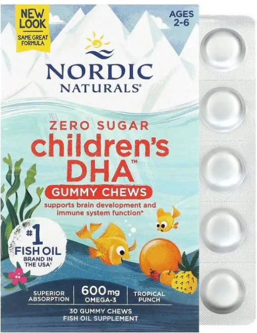 Рыбий жир для детей Nordic Naturals Children's DHA Gummies 600 мг 30 жевательных конфет (тропический вкус) Киев - изображение 1