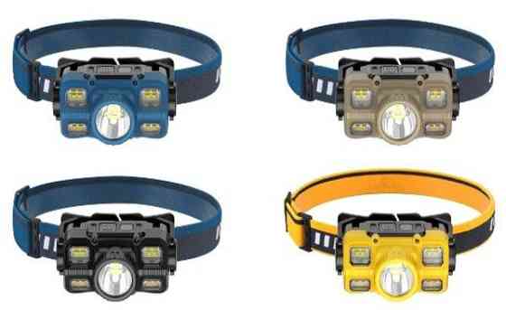 Налобний ліхтар Rablex RB963, жовтий+білий+червоний, 1хT6+4хCOB, Сенсор, акум, Type-C Дніпро