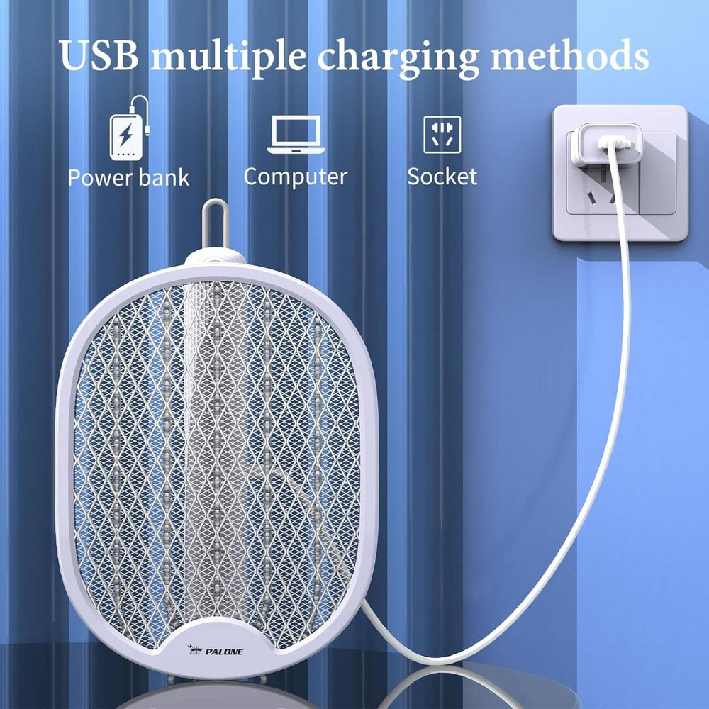 Электрическая мухобойка с УФ-подсветкой, ловушка для насекомых комаров портативный аккумуляторный уничтожитель Киев - изображение 8