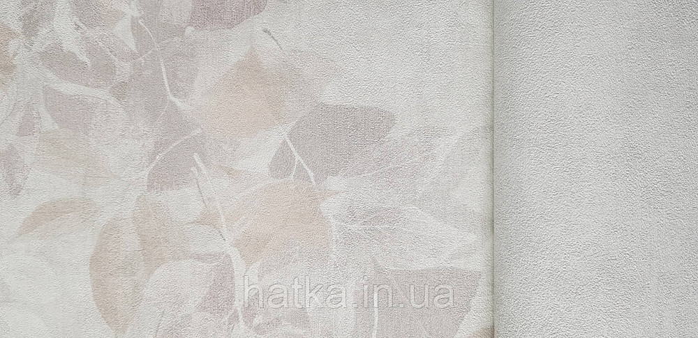 Шпалери вінілові на флізеліні Grandeco Time метрові квіти листя бежеві коричневі білі Київ - фото 3