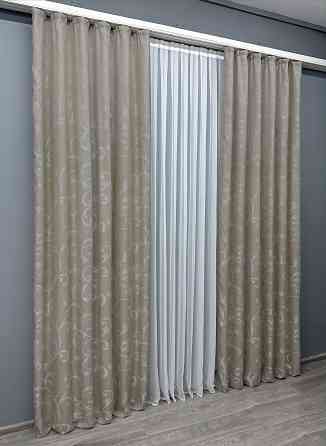 Комплект готовых штор VR-Textil Жаккард Allure № 1617ш Тауп 150х270 см 2 шт (33-0487) Киев