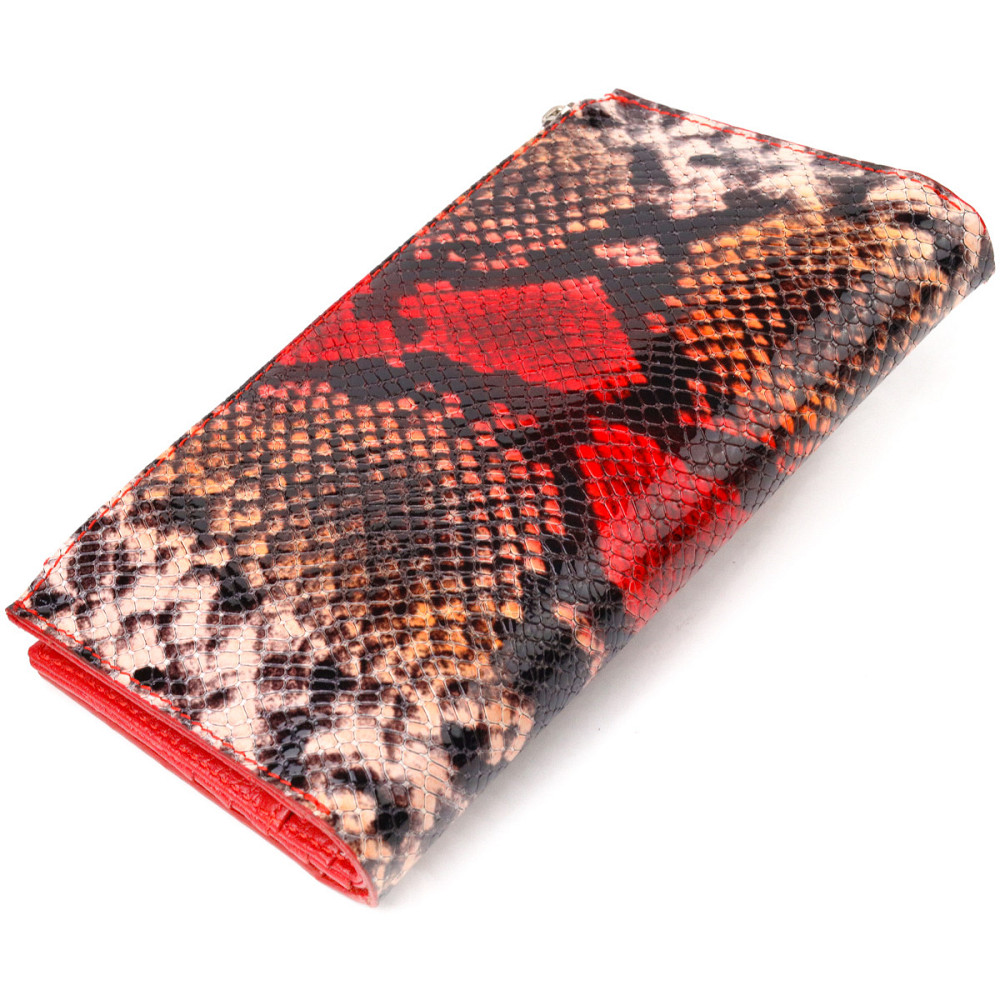 Функціональний жіночий гаманець з натуральної шкіри з тисненням під змію CANPELLINI 21638 Різнокольоровий Київ - фото 10
