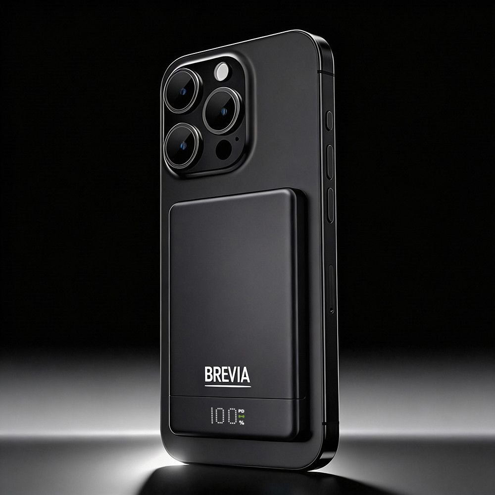 Повербанк (Power Bank) Brevia ePower 5000mAh MagSafe SuperSlim PD20W, Qі15W LCD чорний Львів - фото 7