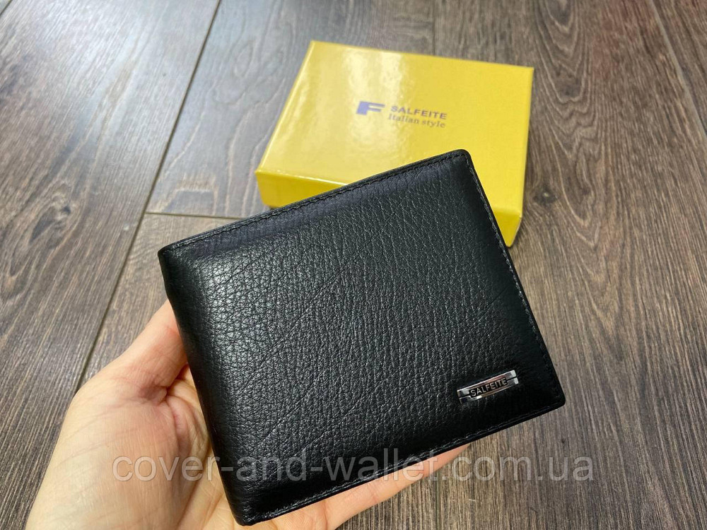 Мужское кожаное портмоне без застежки черного цвета F Salfeite 387-207Е-1 Киев - изображение 9