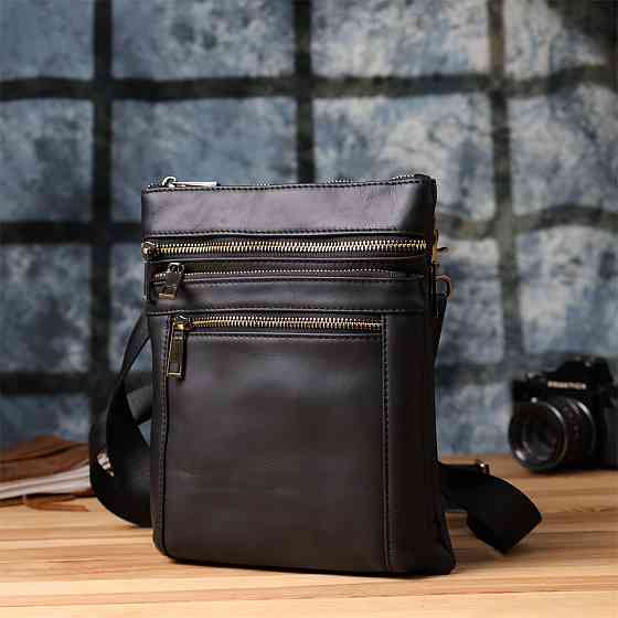 Повседневная мужская сумка из натуральной кожи Черный (Vintage) Киев