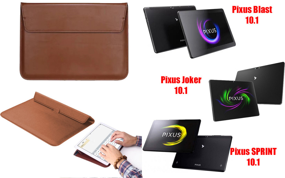 Чохол-конверт VitoCase для Pixus Blast 10.1, Joker 10.1, SPRINT 10.1, з функцією підставки для планшета Коричневий Київ - фото 1