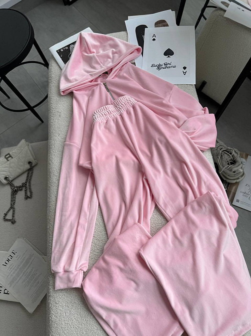 Женский стильный прогулочный костюм двойка: кофта и штаны в спортивном стиле велюр Барби, 46/48 Одесса - изображение 3