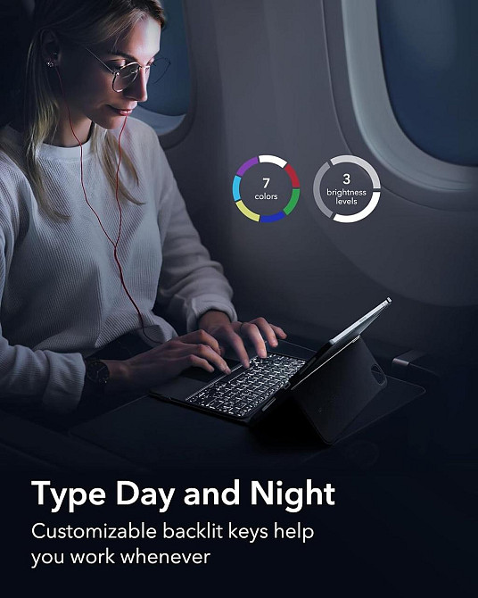 Клавіатурний чохол ESR Ascend Keyboard Case чорний для iPad Pro/Air 11'' сумісний, магнітна знімна клавіатура, підставка Київ - фото 2