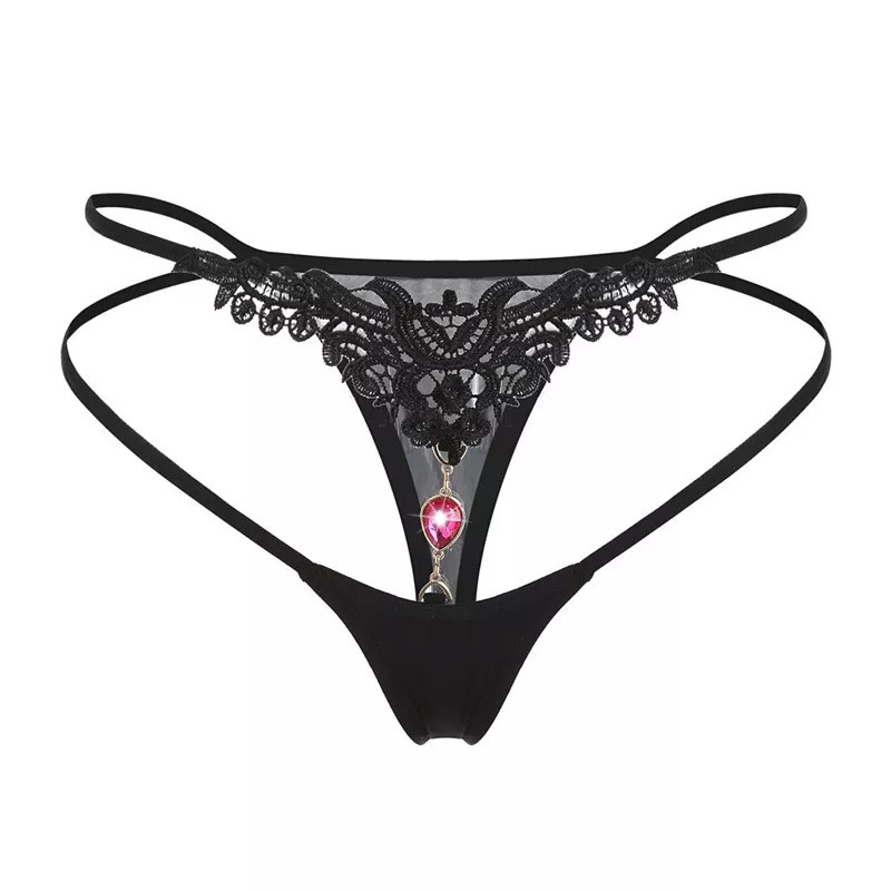 Інтимні трусики чорні з камінцем - розмір 42-46, резинка до 90см Київ - фото 6