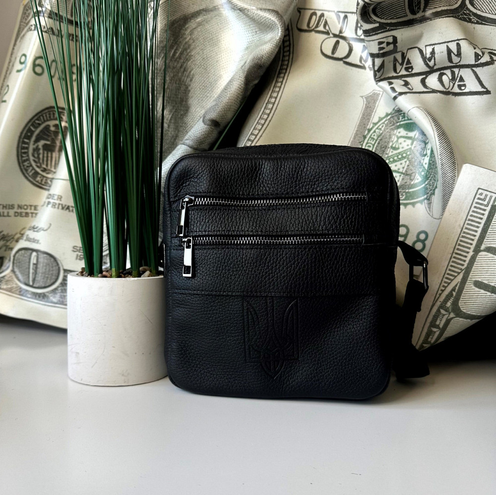 Сумка шкіряна через плече чоловіча Детройт Герб , сумка молодіжна для хлопця 21*19 смMasterSem Київ - фото 2