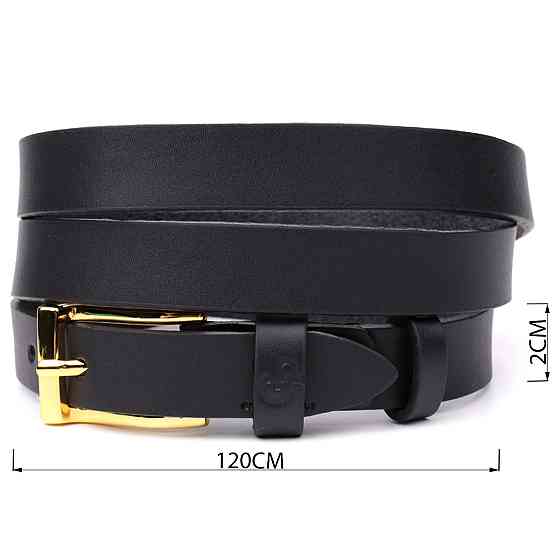 Тонкий шкіряний ремінь для жінок GRANDE PELLE 22947 Чорний Київ