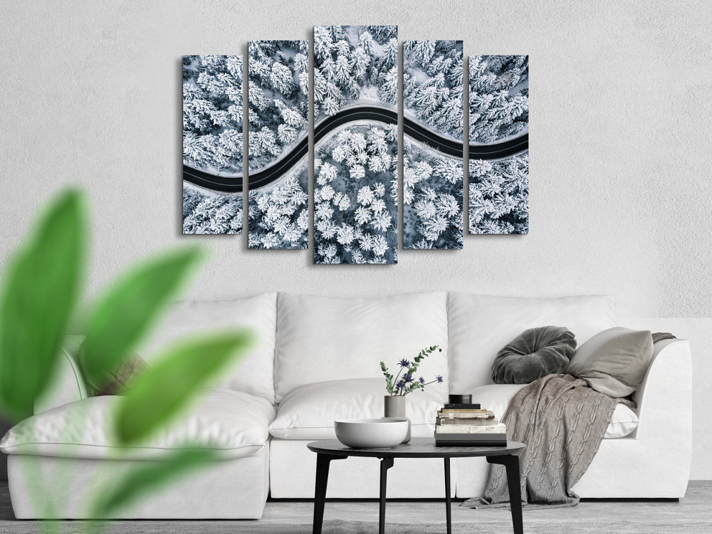 Модульна картина у вітальню / спальню Дорога в зимовому лісі Art-394_5 ( 80х118см ) Київ - фото 2