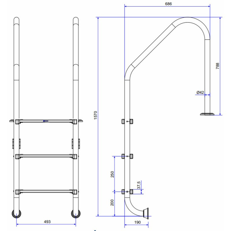 Лестница для бассейнов Emaux Standard NSL515-SR (5 ступеней). AISI-316 Киев - изображение 4