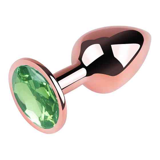 Анальная пробка с кристаллом EGZO - Rose Gold Round Plug Green size M Sex Aura Киев