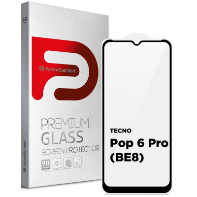 Стекло защитное Armorstandart Full Glue TECNO Pop 6 Pro (BE8) Black (ARM64794) Винница - изображение 1