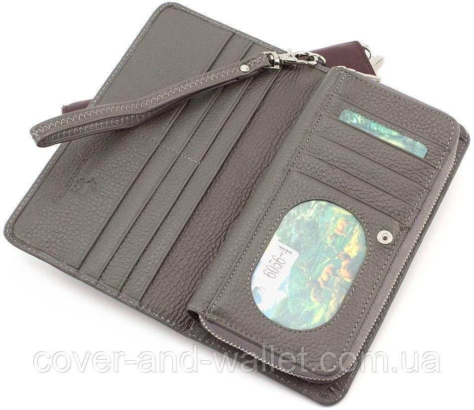 Серый кожаный женский кошелек клатч на молнии Marco Coverna MC 6056 Киев - изображение 2