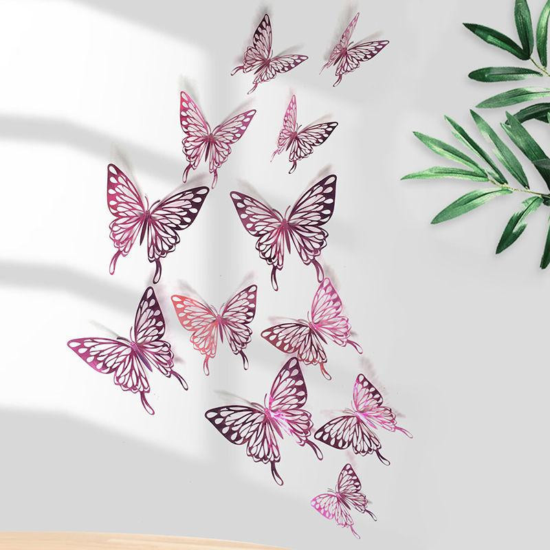 Набір метеликів на стіну 12 штук рожевий Київ - фото 2