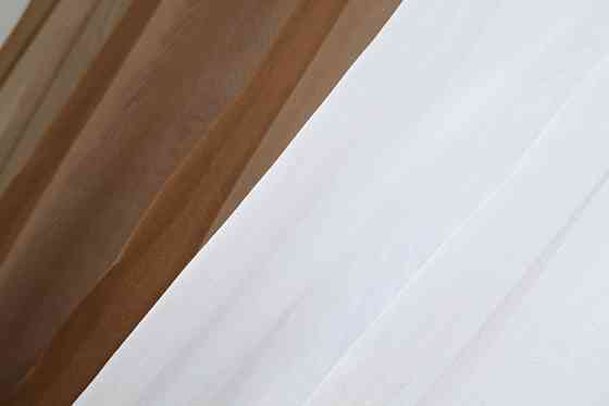 Кухонний комплект VR-Textil № 038к шторки і тюль коричневий з білим 280х170 см (50-325) Київ