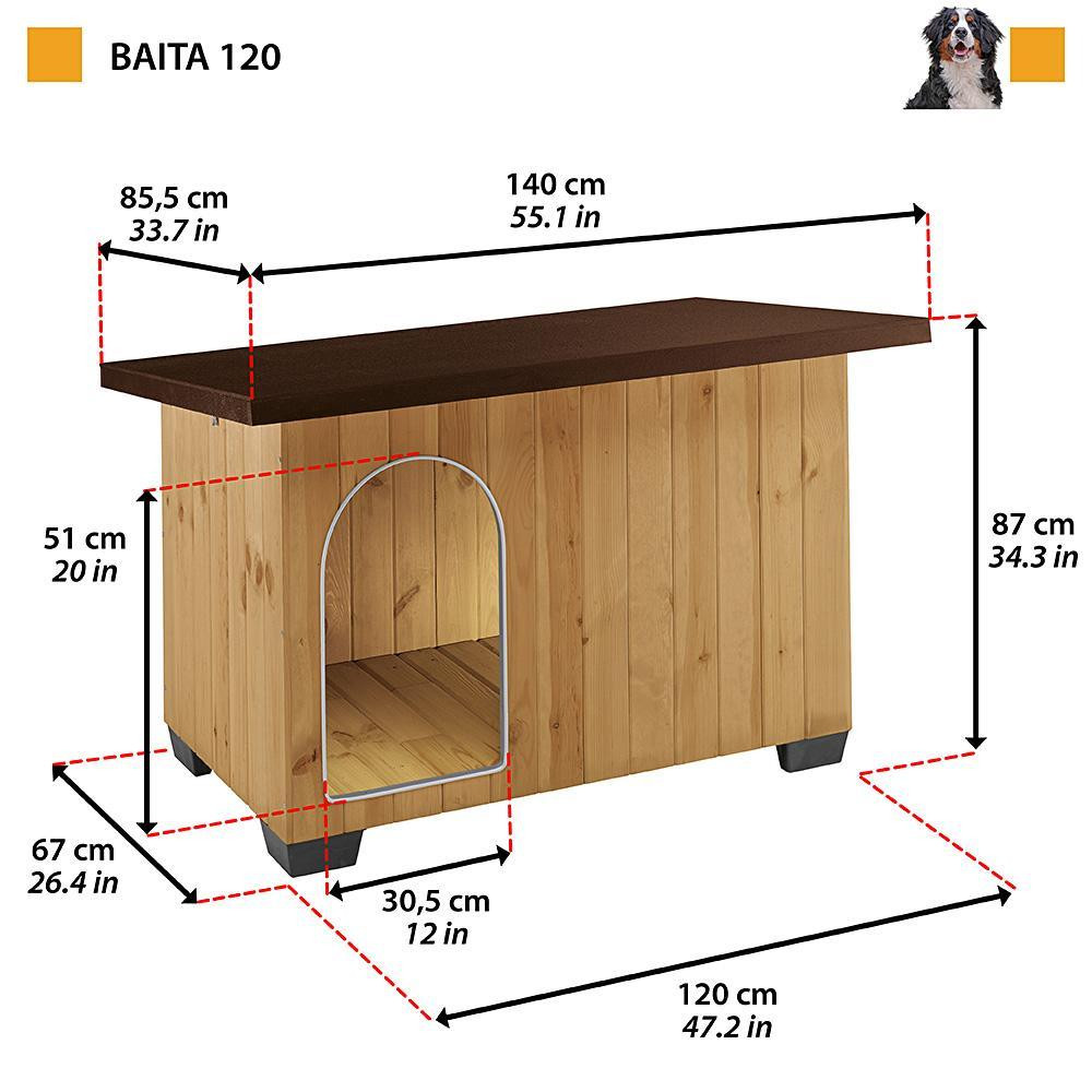 Будка дерев'яна для собак Ferplast Baita (Ферпласт Байта) 140 x 85.5 x h 87 см - BAITA 120 Запоріжжя - фото 8