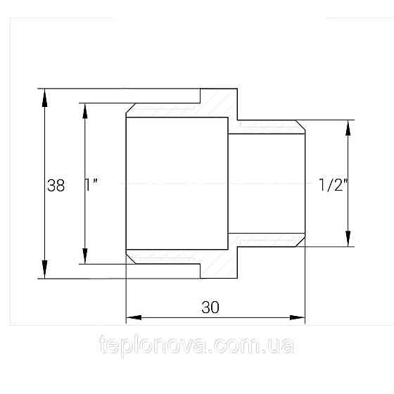 Ніпель редукційний латунний 1 | НР х 1/2| НР штампований А0513А VA Чернівці