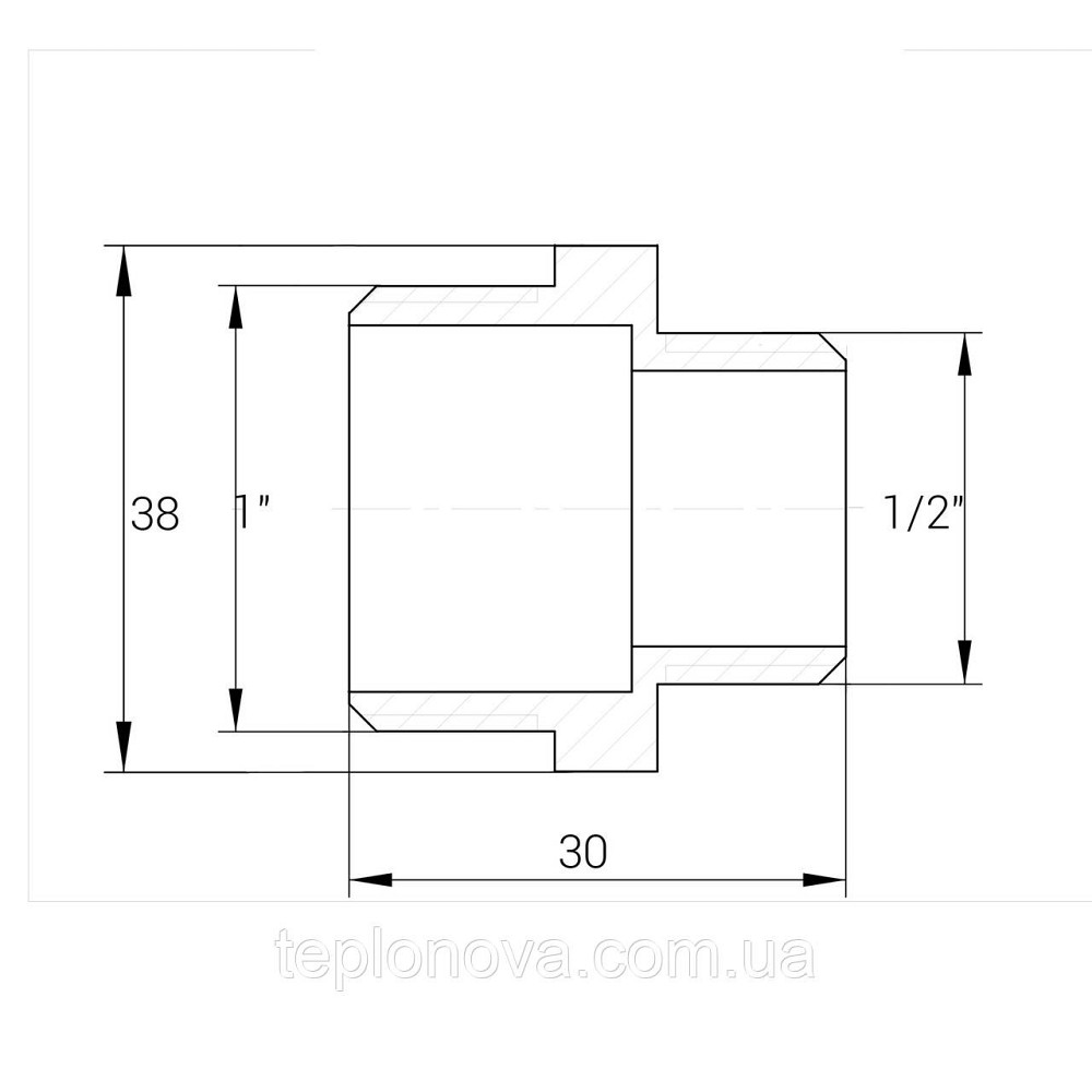 Ніпель редукційний латунний 1 | НР х 1/2| НР штампований А0513А VA Чернівці - фото 3