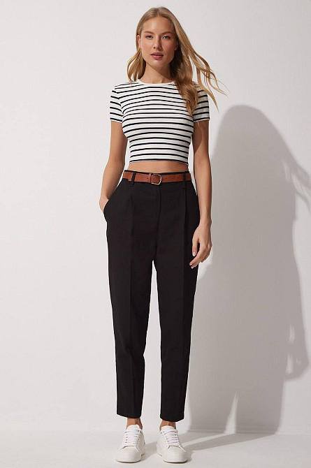 Джинсы женские Mix Ray 3657 МОМ резинка на талии с ремнем котоновые черные, черный, M, M, 85 см, 106 см Киев - изображение 17