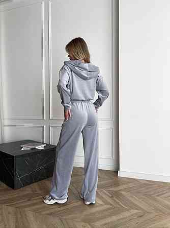 Стильний жіночий теплий велюровий костюм Сірий, 46/48 Одеса