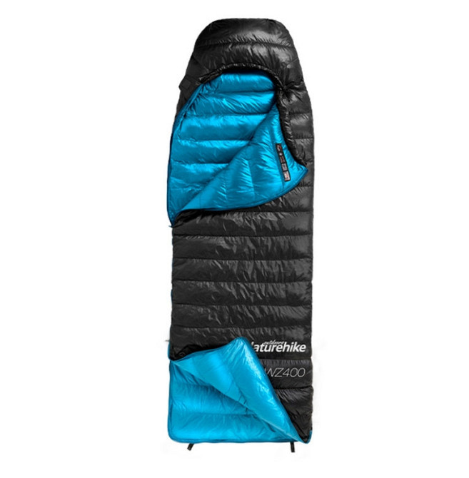 Спальний мішок із натуральним пухом Naturehike CW400 NH18C400-D M Чорно-блакитний Вінниця - фото 1